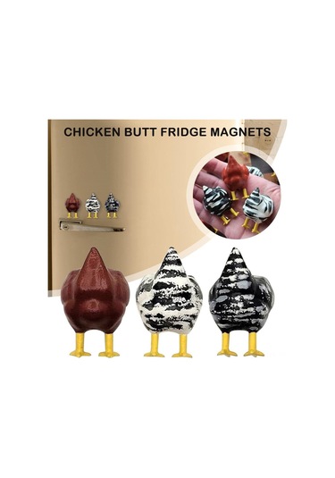 Dofolink Beyaz Kauçuk Tavuk Popoyu Mıknatıslı Buzdolabı Sticker - Komik Dekoratif Ev Aletleri 1 Adet