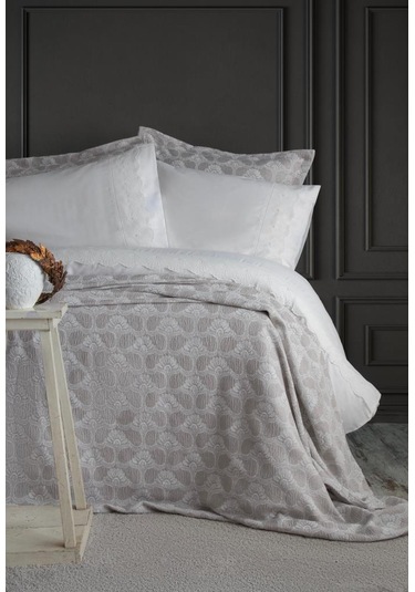 Apricitas Yatak Örtülü Nevresim Set Madrid Gri Çift Kişilik Gri