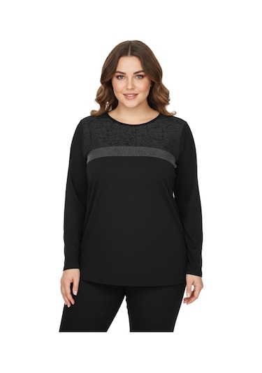 Wearon Kadın Siyah Sıfır Yaka Taşlı Bluz Bgl-st05153 Siyah