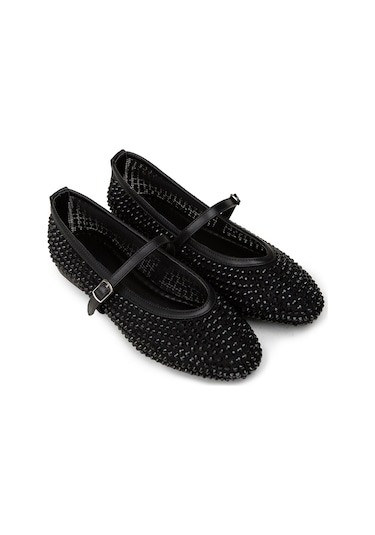 Deery Kadın Siyah Taş Detaylı Mary Jane Babet - K0228zsyhc01