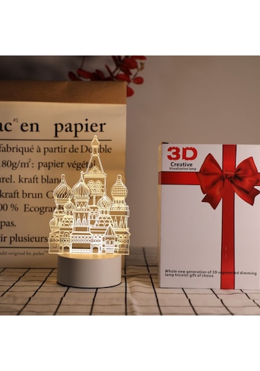 Konesam Kızıl Toprağın Gölgesinde - Osmanlı Kalesi 3d Led Gece Lambası, Dokunmatik Kontrol, 3 Renk Seçeneği, Usb Beslemeli, Çocuk Odası Dekorasyonu Beyaz