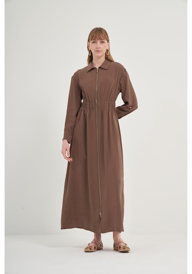 Ftz Modal Elbise Kahve 31033 Kahve