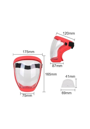Springsun Kırmızı Güncellenmiş Tip Tam Güvenli Transparan Yüz Maskesi - Sprey, Toz Ve Çalışma/sürekli Kullanıma Dayanıklı