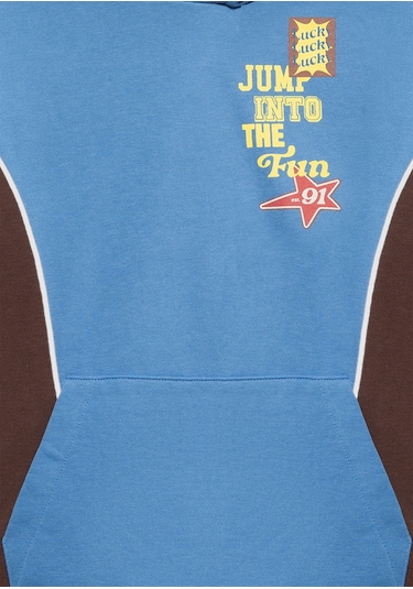 Mavi - Baskılı Kapüşonlu Mavi Sweatshirt 6s10166-70724 Mavi