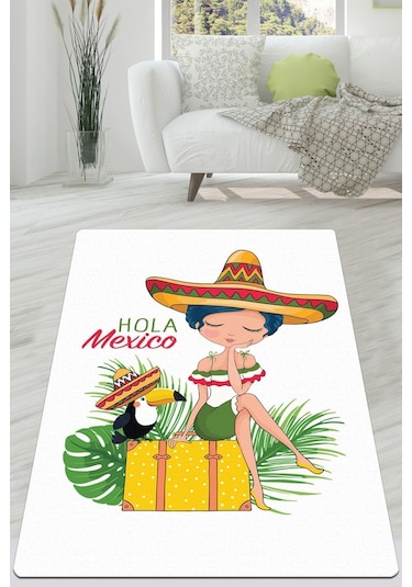 Chilai Home Vacanza Djt Modern Tasarım Yıkanabilir Kaymaz Taban Halı, Salon Halısı , Dekoratif Halı Çok Renkli