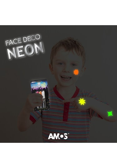Amos Neon Gece Parlayan Yüz Boyası - 3lü Set