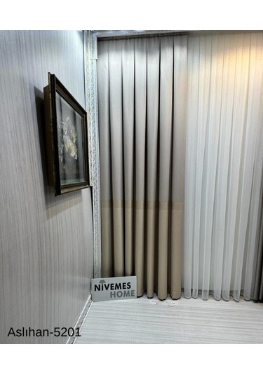 Nivemeshome Aslıhan Vizon Ft632116 V-5201 1/3 Sık Pile Fon Perde Apm Vizon