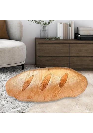 Suntek Ekmek Şeklinde Peluş Yastık 3d Yumuşak Bel Desteği Turuncu