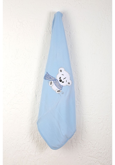 %100 Pamuklu Yenidoğan Çift Katlı Penye Bebek Battaniyesi Mavi