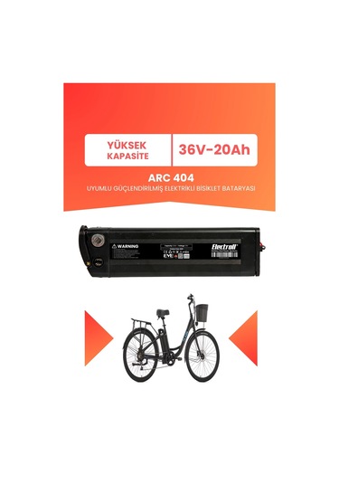Arc 404 Uyumlu 36v 20ah Elektrikli Bisiklet Bataryası Siyah