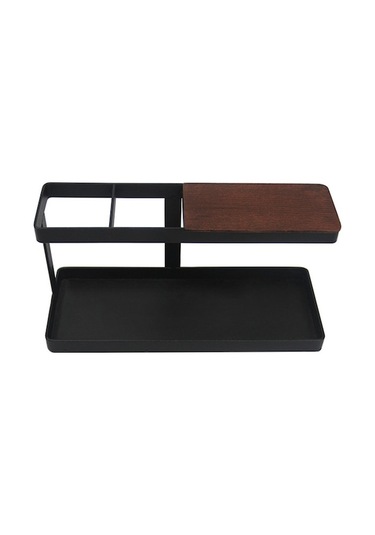 Eşya Düzenleyici Demir Masaüstü Saklama Rafı - Uzaktan Kumanda Telefon Saat Tutucu - Ev Ofis Mutfak Stüdyo Kullanıma Uygun Siyah Siyah Siyah