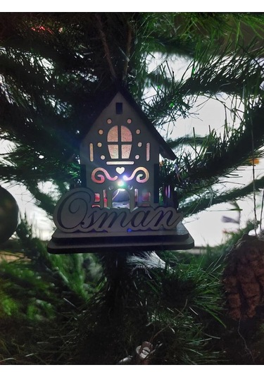 Lavanta Tasarım Işıklı Ağaca Asılabilen Maket Ev 5 Beyaz