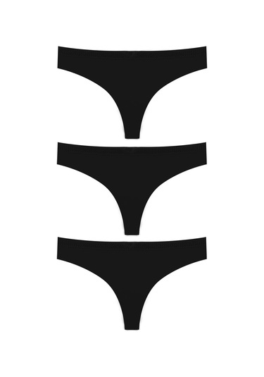 Basic Lazer Kesim File Lastikli Brezilya Külot 3'lü Paket - 4 Renkli-10 Çok Renkli