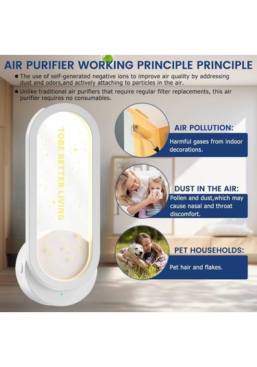 Tenfowee Beyaz Euro Şarjlı Yıldızlı İç Hava Temizleyici Lambası - Negatif İyon Filtreleme Fonksiyonu 1 Adet Beyaz