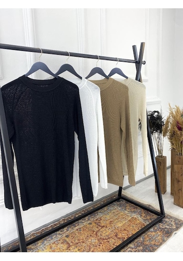 Kazak Slim Fit Naturel Örme Pamuk Tüylenmeyen Triko Dar Kesim Body Kazak 001