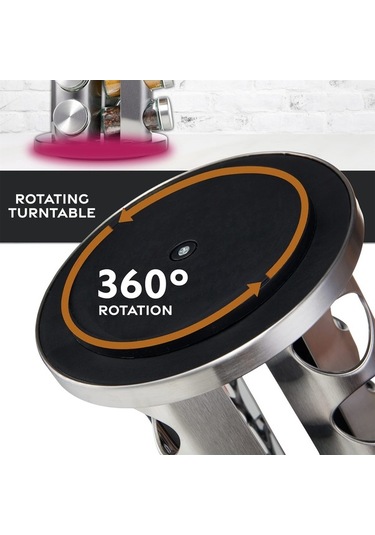 Pazly Şeffaf Cam Baharat Kavanoz Seti 8 Adet, 360 Derece Dönen, Mutfak Baharat Kabı, Bpa İçermez, Fda, Gümüş Tabanlı Gümüş