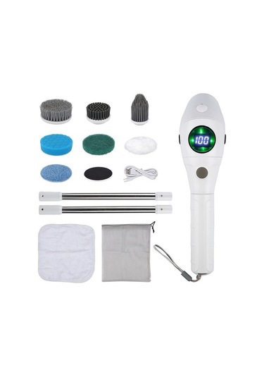 Prestigegoods Elektrikli 3 Hız Kademeli Ip5 Su Geçirmez Dijital Döner Temizleyici Beyaz