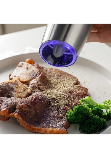 Geeroyoo Pilli Baharat Değirmeni - Otomatik Led Aydınlatmalı, Ayarlanabilir Elektrikli Tuz & Karabiber Öğütücü Diğer