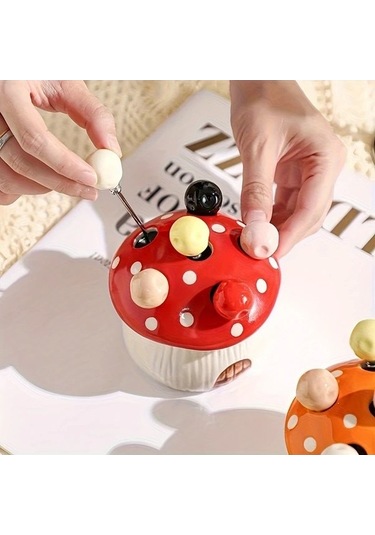 Trendooze Gaojunshop01 Kırmızı 7 Parça Seramik Mantar Çatal Seti - 304 Paslanmaz Çelik Kırmızı