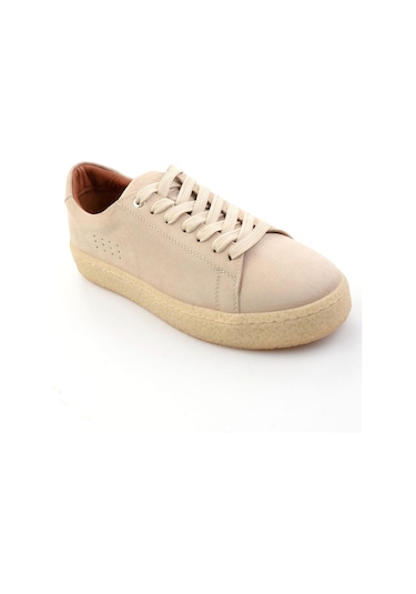 Bambi Bej Hakiki Deri Erkek Sneaker E01396009902