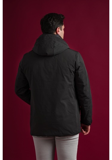 Slimfit Kapşonlu Çıtçıt Ve Fermuar Kapamalı Kapak Cepli Elyaf Dolgulu Astarlı Yan Cepli Uzun Mont 001