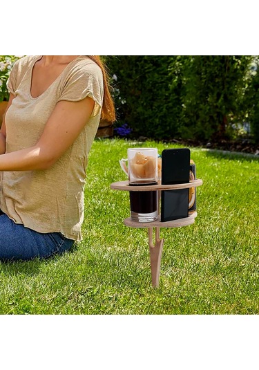 Suntek Magideal Taşınabilir Piknik Masası Cam Raf Dış Ahşap-rengi