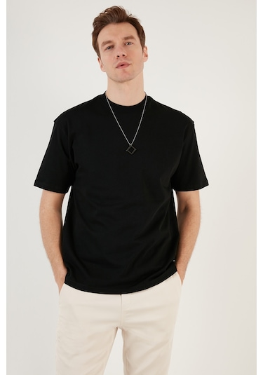 Buratti Pamuklu Relaxed Fit Sıfır Yaka Erkek T Shirt 5905446 Siyah