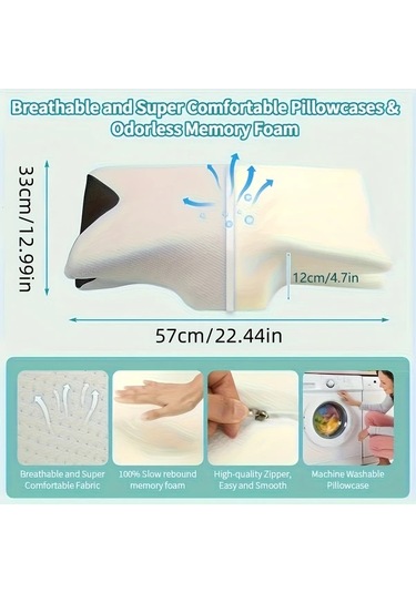 Maxaccess Beyaz Yandan Yatmaya Uygun Konforlu Hafıza Köpük Boyun Yastığı Sağlam Destek