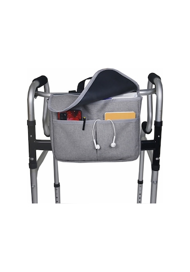 Tekerlekli Sandalye Çantası Yürüteç Organizatör Çantası Gri Gri
