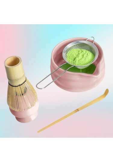 Hfambition Pembe Matcha Çay Seti - 5 Parça Profesyonel Bambu Çırpıcı Ve Aksesuarlar Pembe