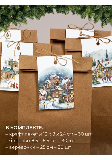 Sinitsa Ecoshop Kağıt Etiketli Hediye Poşetleri Seti 30 Adet 269892269