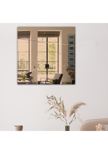 Ayna | Bronz Ayna | Tasarım Kanallı - Kare Ayna | 60Cm X 60Cm Bronz