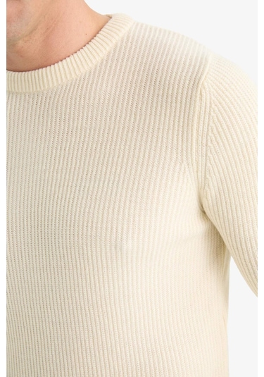 Defacto Standart Fit Bisiklet Yaka Triko Kazak C8814ax25wner139 Ekru