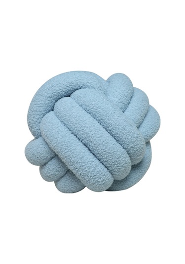 Düğümlü Top Atmak Yastık Kuzu Yün Rulo Kanepe Atmak Yastık 22cm-12 Ekru