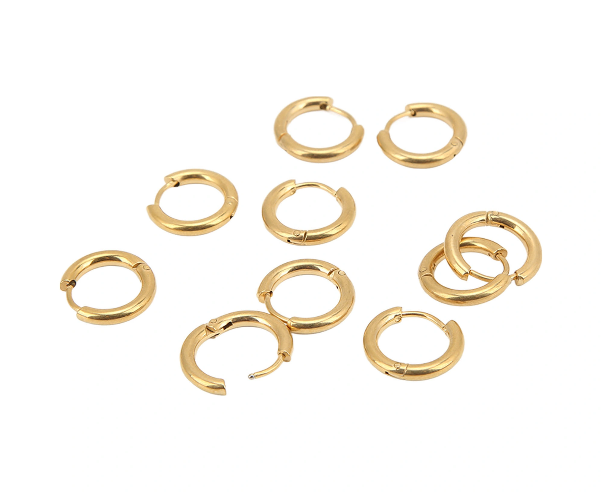Wezone Stainless Steel Gold Hoop Earrings, 10 Pcs/pack, 2.5x10mm, Dıy Jewelry Making, Durable, No Fading, Daily & Special Occasions Diğer