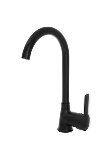 Mat Siyah Delta Mutfak Lavabo Bataryası Aç Kapa Sıcak Soğuk Su Girişli Musluk Siyah