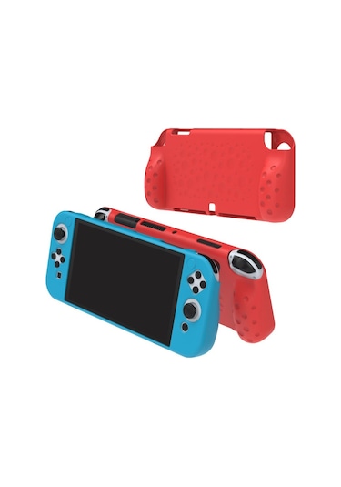 Nintendo Switch Oled El Destekli Grip Tasarımlı Koruyucu Silikon Kılıf Mavi