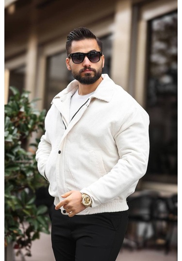 Unisex Yeni Sezon Kapitone Dolgulu Oversize Vintage Beyaz Kadife