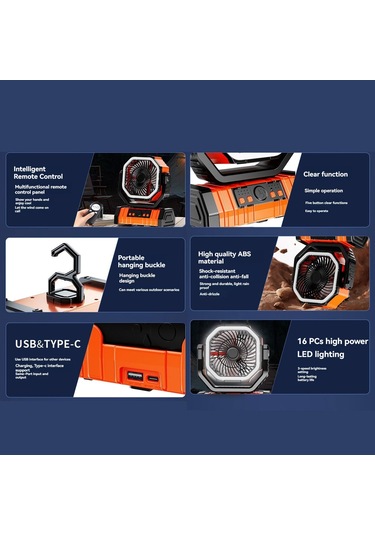 Jialan Kamp Fanı Asma Tavan Vantilatörü Işıklar İle Çok