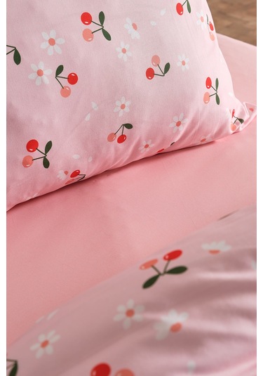 Ranforce Joyful Cherry Nevresim Takımı Tek Kişilik Pembe