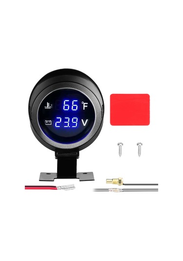 Yifomall Araçlar İçin 2'li Kombine Dijital Gösterge - Su Sıcaklığı Ve Voltmetre 9-36v