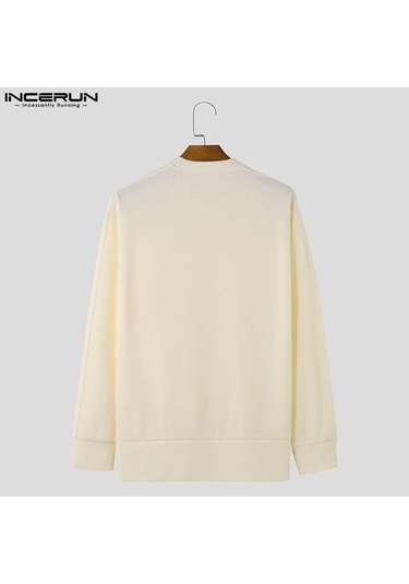 Incerun Erkek Sonbahar Kalın Yünlü Örme Kazaklar Düz Renk Yüksek Alçak Kazaklar Mor