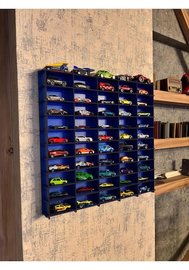 Oyuncak Araba Rafı Mobilya Lacivert