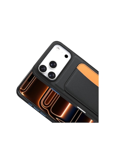 İphone 17 Pro Kılıf Kartlıklı X-kart Silikon Kılıf Siyah