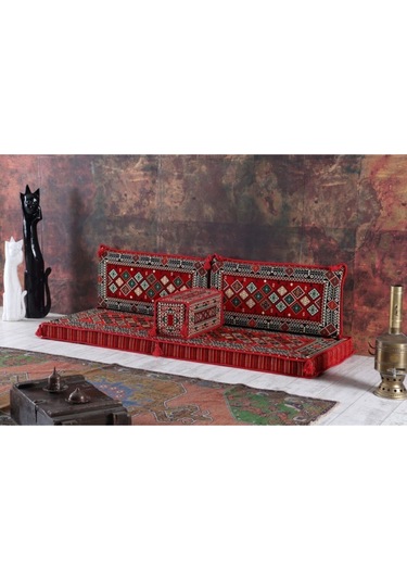 Bakırözü Home 1.kalite Şark Köşesi Takımı Şili Kırmızı Modeli Sünger Dahil 4 Parça