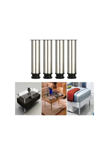 Novahub Mobilya Ayakları - Kanepe Masa Dolaplar İçin Yüksekliği Ayarlanabilir Paslanmaz Çelik 4 Ayağı - 25-265mm Set -