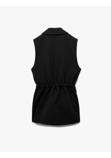 Koton Astarlı Kruvaze Kolsuz Kemerli Uzun Yelek Siyah 6wak20012uw Siyah