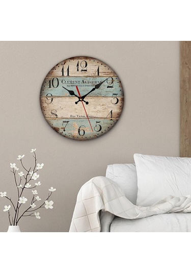 Homyl Ahşap Duvar Saati 12 Inç Dekoratif Kuvars Saatler Yatak A A