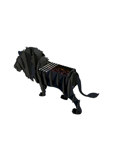 Aslan Mangal, Metal Aslan Şeklinde Mangal, Kömürlü Barbekü, Dekoratif Heykel Ml-02
