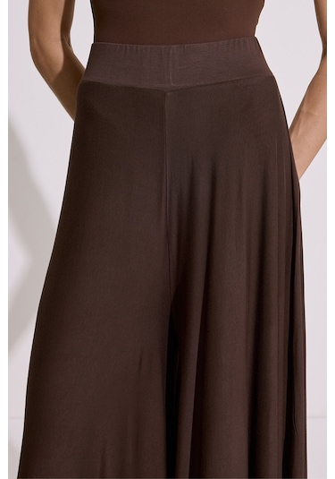 Dökümlü Rahat Pantolon Kahverengi Kahverengi